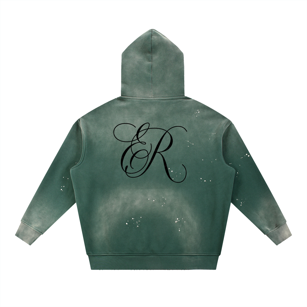 Vintage Washed Frayed Fleece Hoodie