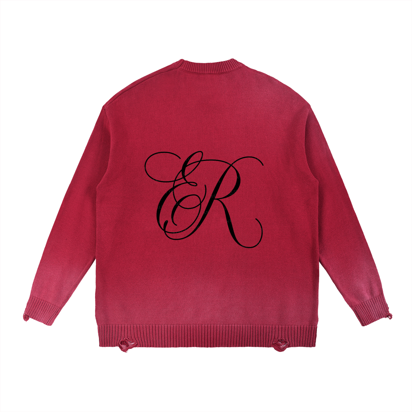 Sun Fade Distressed Ripped Crewneck sweater