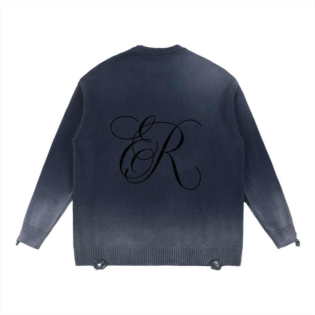 Sun Fade Distressed Ripped Crewneck sweater