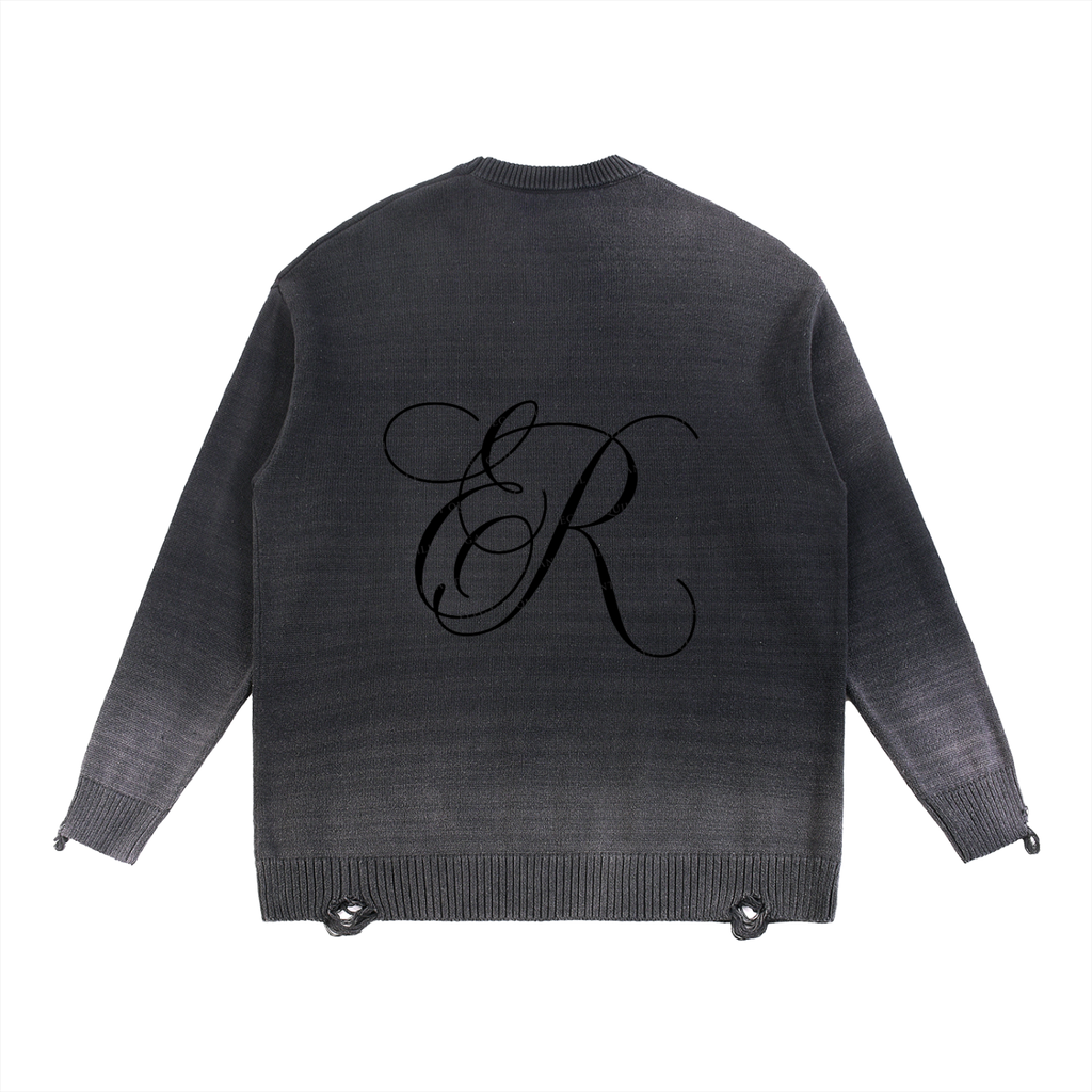 Sun Fade Distressed Ripped Crewneck sweater
