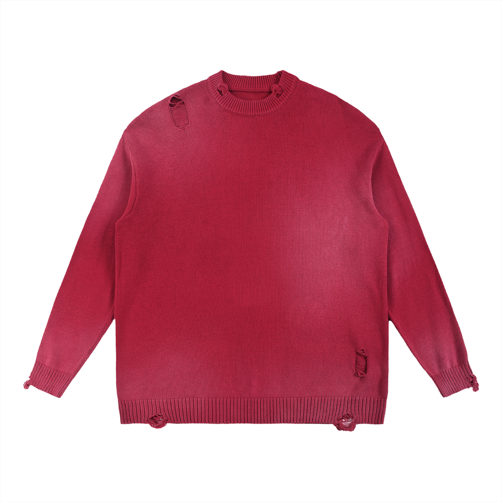 Sun Fade Distressed Ripped Crewneck sweater